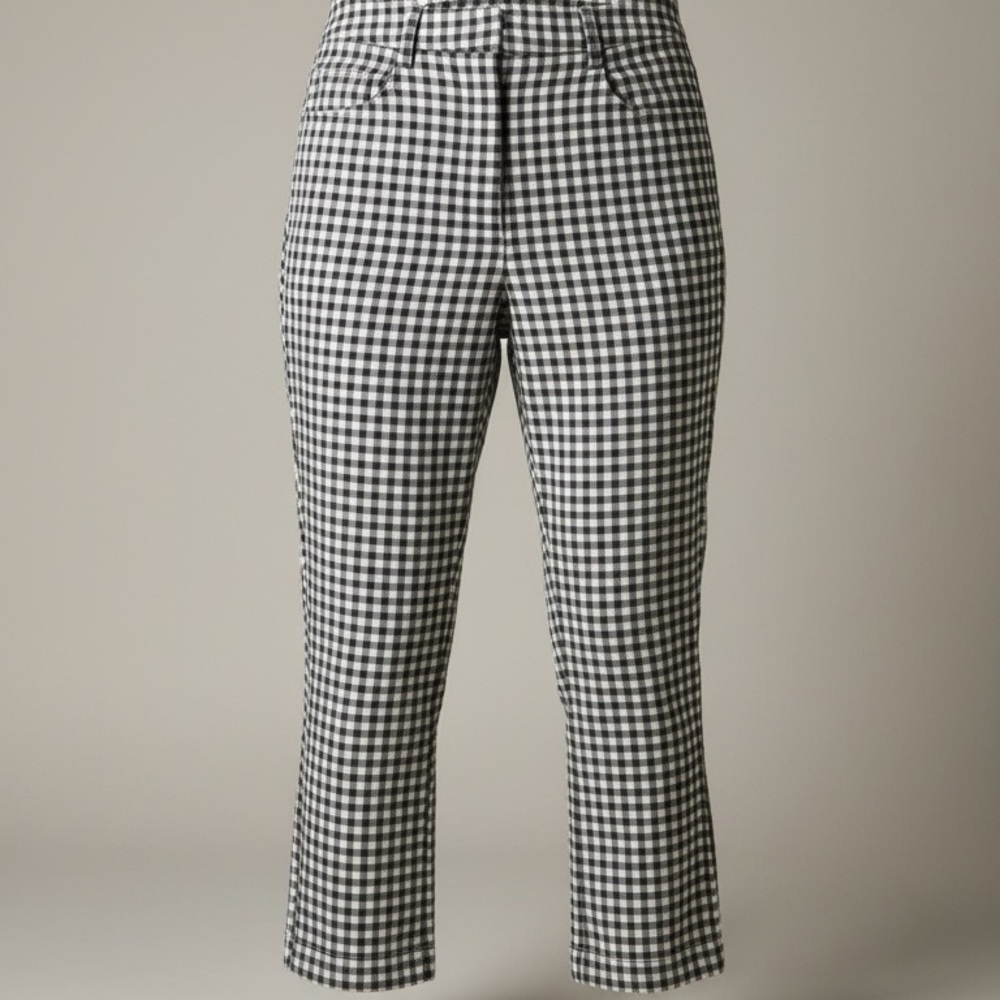Anthropologie Black & White Gingham Capri Pedal Pusher Pants - Picture 2 of 16